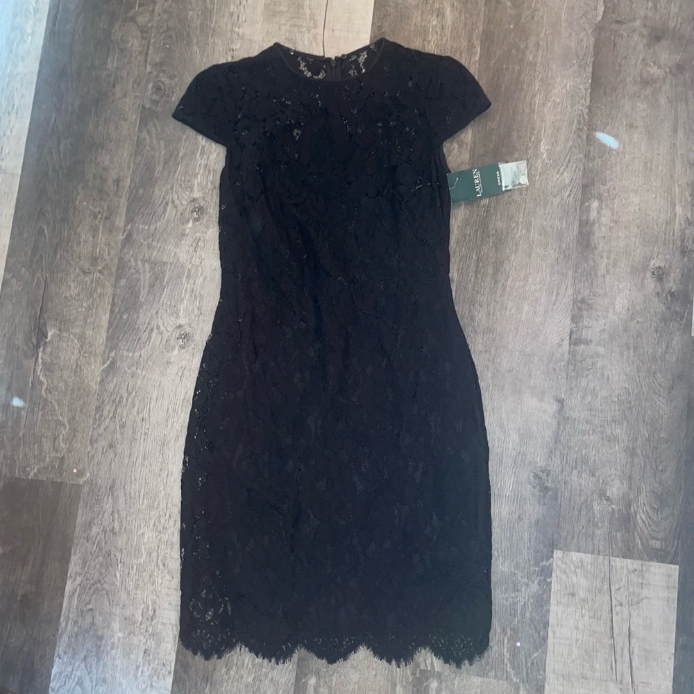 Never worn with tags lace Ralph Lauren dress black size 4